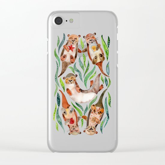 Five Otters – Green Seaweed Clear iPhone Case