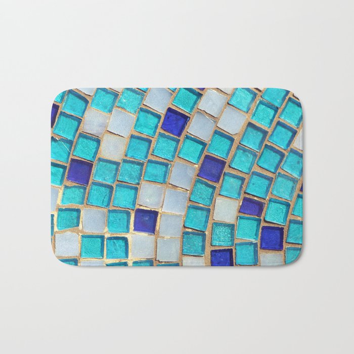 Blue Tiles - an abstract photograph. Bath Mat