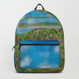Wish you were here Backpack | Sunnydays, Bluesky, Upliftingart, Landscape, Oil, Wildflowers, Abstract, Hotday, Oilpainting, Flowers 