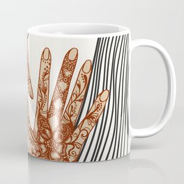 Vintage retro aesthetic female hands covered with traditional indian mehendi henna tattoo ornaments Coffee Mug