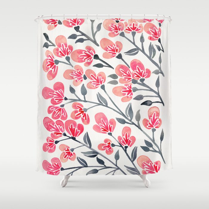 Cherry Blossoms – Pink & Black Palette Shower Curtain