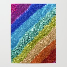 Rainbow Glitter Stripes Poster