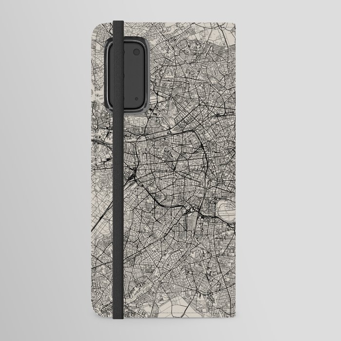Germany, Berlin - Authentic Black and White Map Android Wallet Case