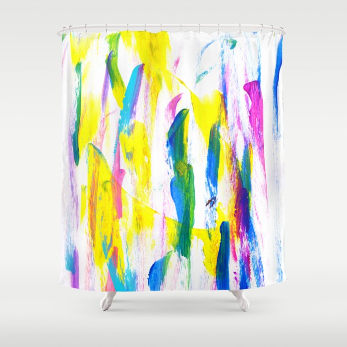 Paint Smears Colorful Abstract Shower, Abstract Shower Curtains