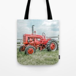 Vintage Farmall A Antique Red Tractor Farming Nostalgia Farm Equipment  Tote Bag