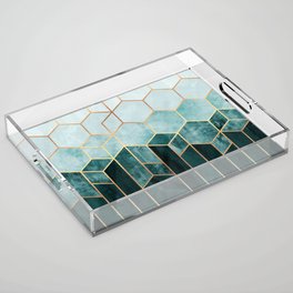 Teal Hexagons Acrylic Tray