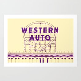 Western Auto Neon Sign In Downtown Kansas City Art Print