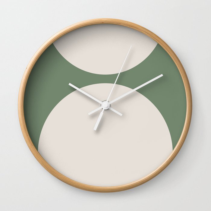 Arches on Sage Green - Scandinavian Abstract Shapes Wall Clock