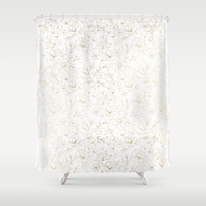 Elegant Simple Modern Faux Gold White, Elegant Shower Curtain