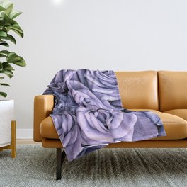 PURPLE ROSES floral flowers violet Throw Blanket