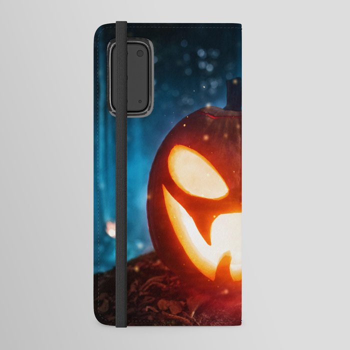 Spooky Halloween Pumpkins in Forest Android Wallet Case