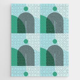 Abstraction_SUN_GREEN_BLUE_NATURE_MOUNTAINS_LINE_POP_ART-0531A Jigsaw Puzzle