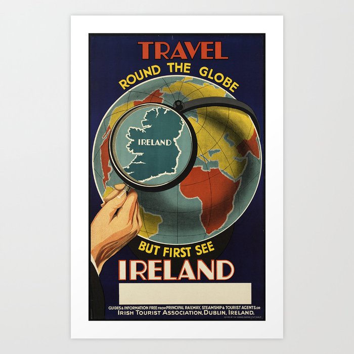 Travel Round the Globe, First See Ireland - Vintage Travel Poster Art Print