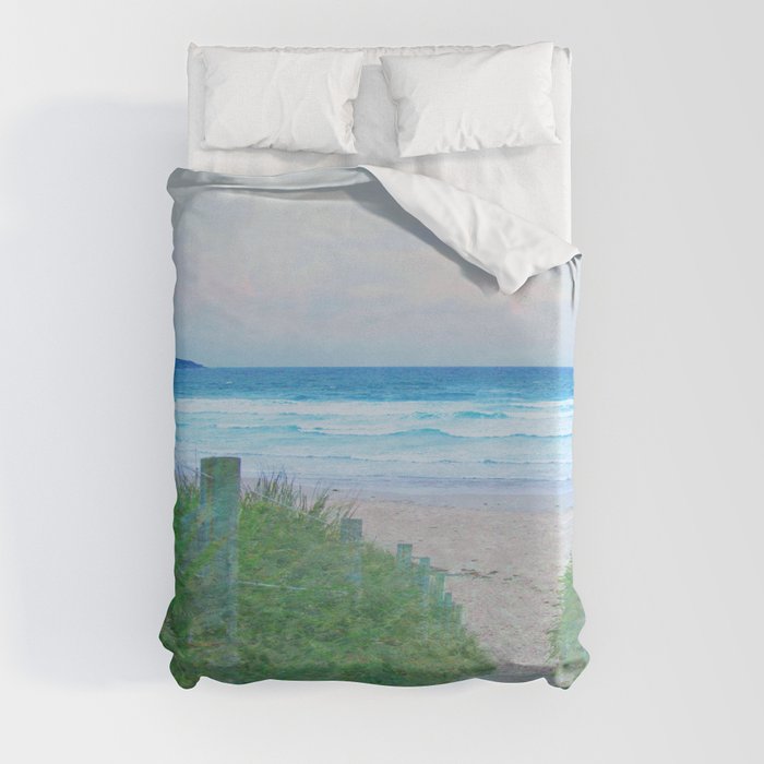 beach grass path impressionism painted realistic scene walkway Duvet Cover