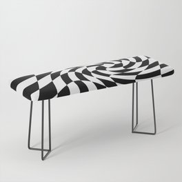 Black and White Optical Illusion Checker Board Swirl Bench