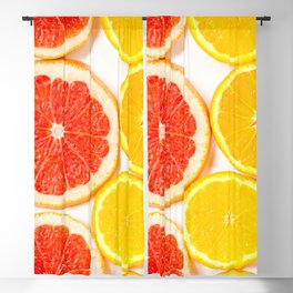 Gradient color citrus slices on white background Blackout Curtain