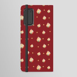 Watercolor Christmas Balls On Red Print Christmas Pattern Android Wallet Case