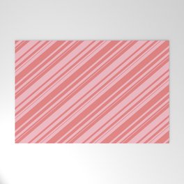 [ Thumbnail: Light Coral & Pink Colored Lines Pattern Welcome Mat ]