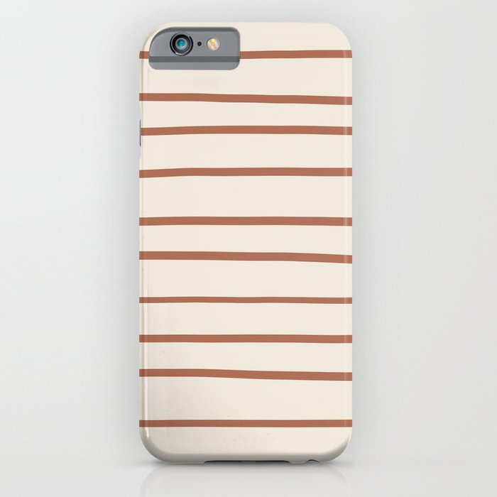 Inspired By Cavern Clay Sw 7701 Hand Drawn Thin Horizontal Lines on Creamy SW7012 iPhone Case