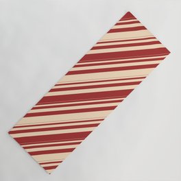[ Thumbnail: Brown & Bisque Colored Lined Pattern Yoga Mat ]