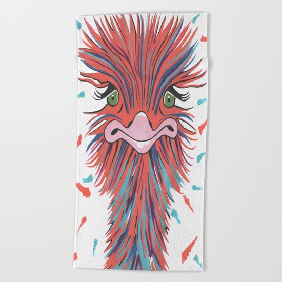Whimsical Ostrich Beach Towel