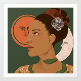The Woman, The Sun, and The Moon  Art Print
