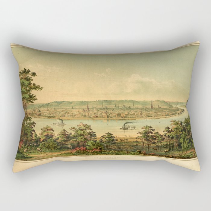 Cincinnati Ohio from a point west of Covington, KY (circa 1880) Rectangular Pillow