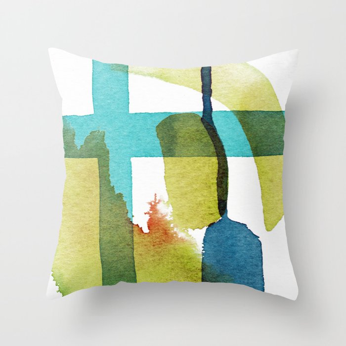 Blue And Yellow And Green Abstract Art Throw Pillow By