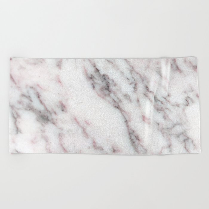 Soft Pink And Charcoal Veins On Whipped Cream Marble Beach Towel By Dec02 Society6
