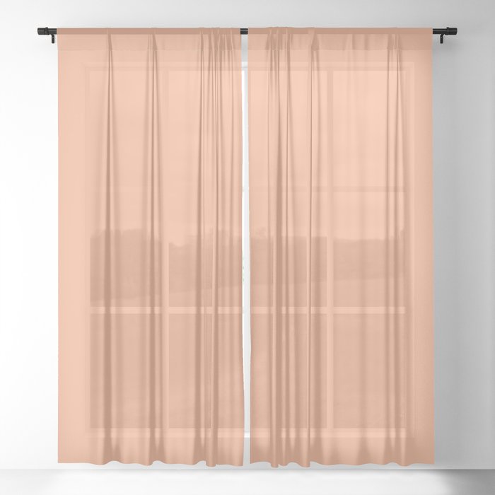 Colors of Autumn Light Apricot Orange Single Solid Color - Accent Shade / Hue / All One Colour Sheer Curtain