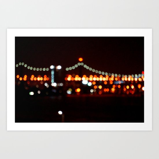 New York Night Bridge Art Print