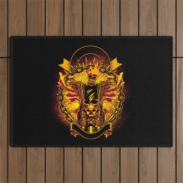 Biker Skeleton Evil Fire Motorbike Outdoor Rug