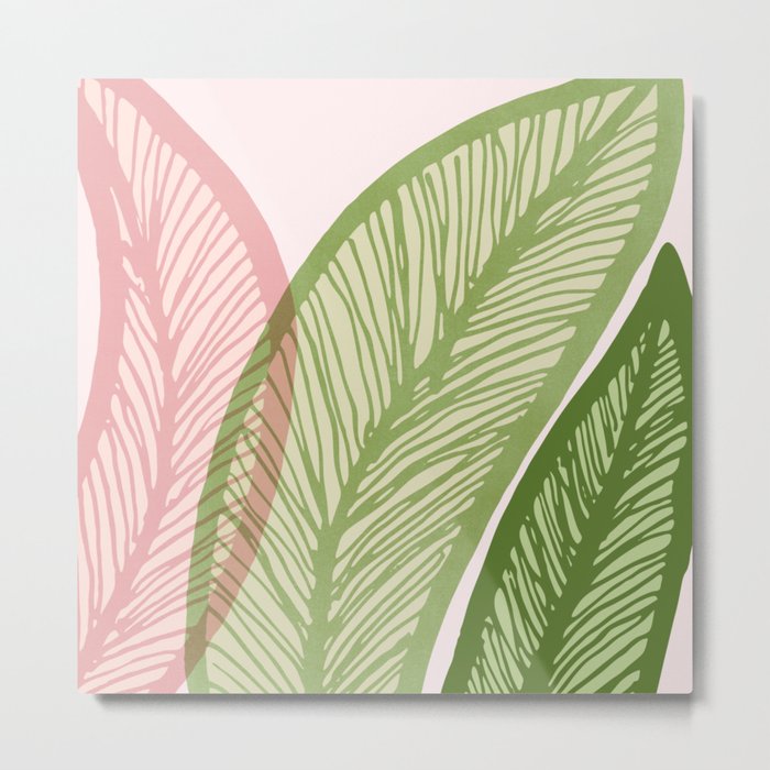 Tropical Banana Leaf Line Art Metal Print