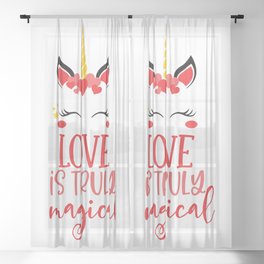 Love Is Truly Magical Unicorn Sheer Curtain