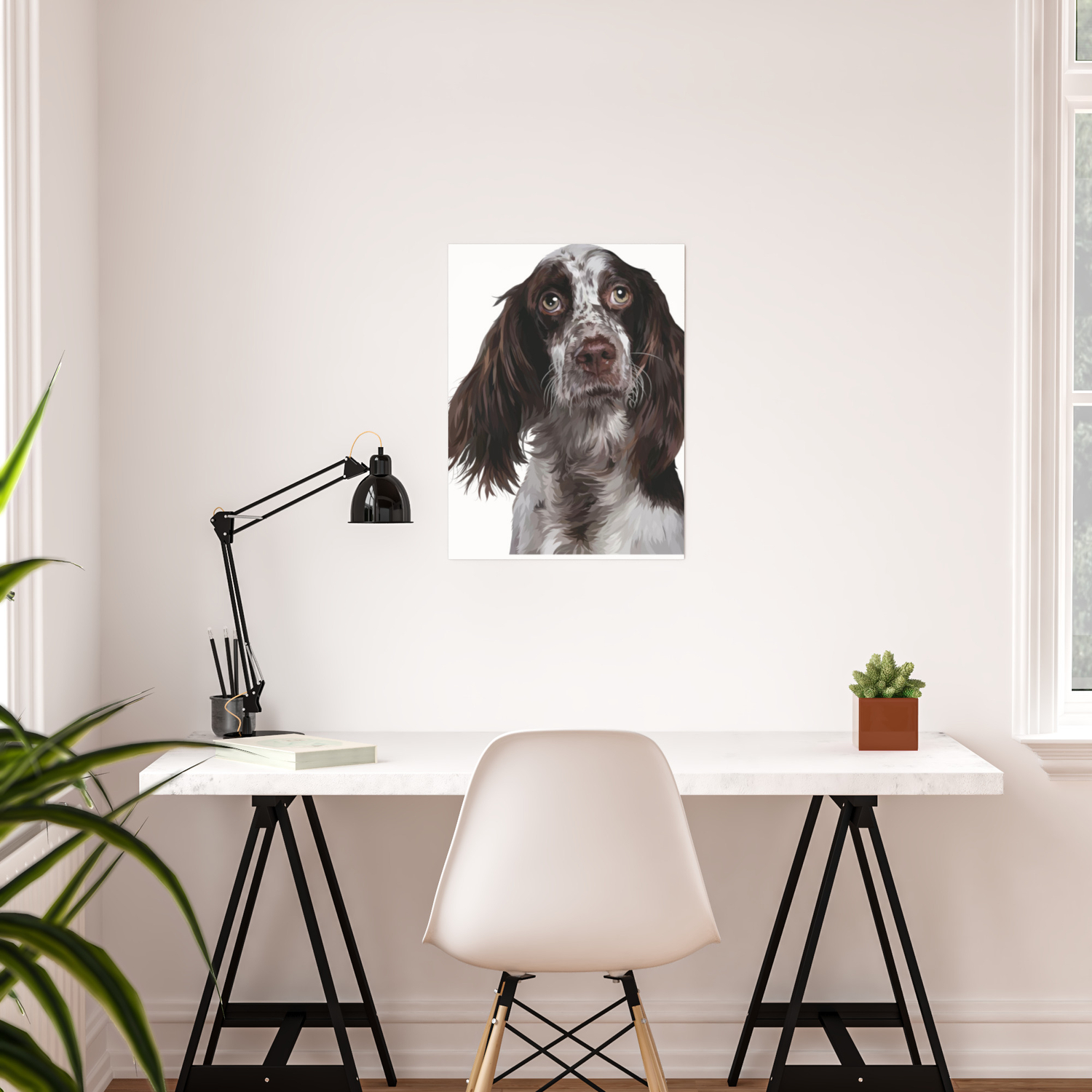 English Springer Spaniel Puppy Dog Digital Art Illustration