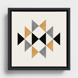 Aztec Graphic - Gold Gray Framed Canvas