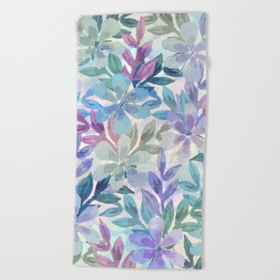 watercolor Botanical garden Beach Towel