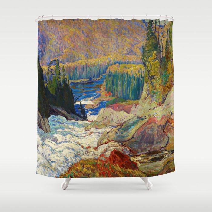 Falls Montreal River by James Edward Hervey MacDonald - Canada, Canadian Oil Painting Shower Curtain