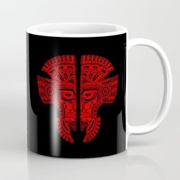 Red and Black Aztec Twins Mask Illusion Coffee Mug