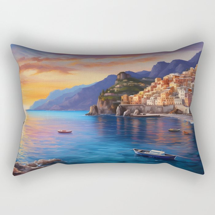 view of the Amalfi coast Italy Rectangular Pillow