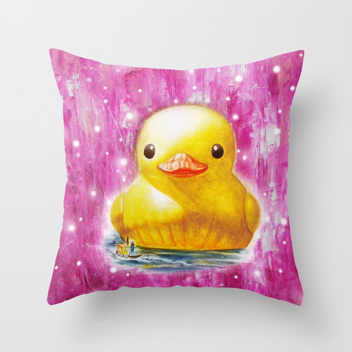 Giant Duck pink Throw Pillow