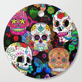 Rocking Color Sugar Skull Day Of The Dead Cutting Board