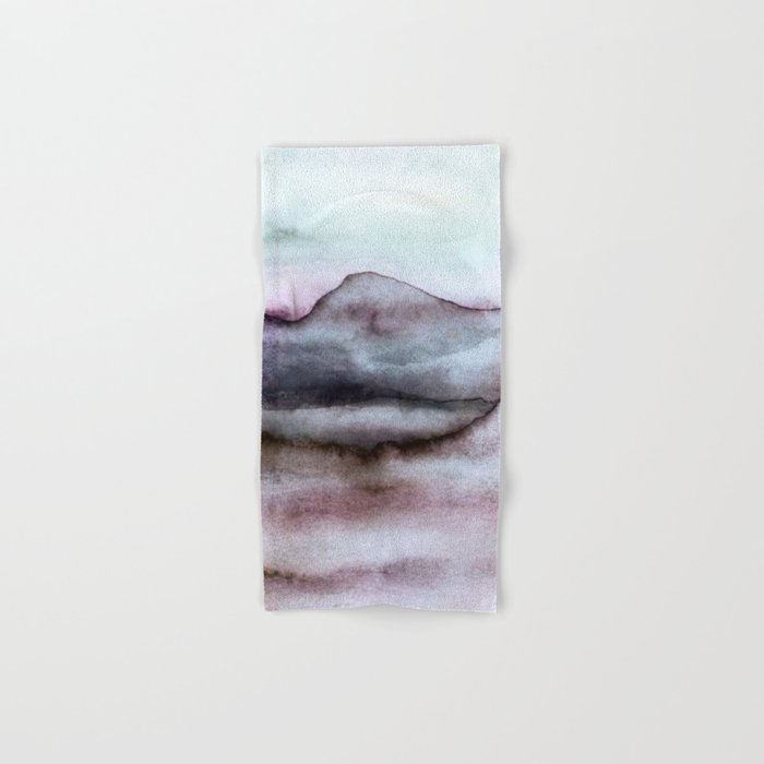 Violet Mountain Landscape Watercolor Hand & Bath Towel