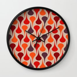Retro colored drops 2 Wall Clock | Dorm, Pattern, Retro, Graphicdesign, Drops, Cozy, 70S, Optimistic, Abstract, Goodmood 