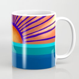 Sunrise with Ocean Lines Design Coffee Mug