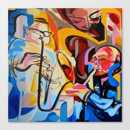 Jazz Musicians Composition Painting (flute, saxophone) Canvas Print