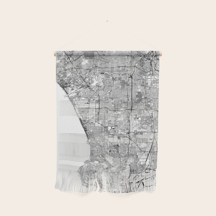 Los Angeles White Map Wall Hanging By Multiplicity Society6