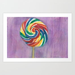 Swirly Rainbow Lollipop Art Print