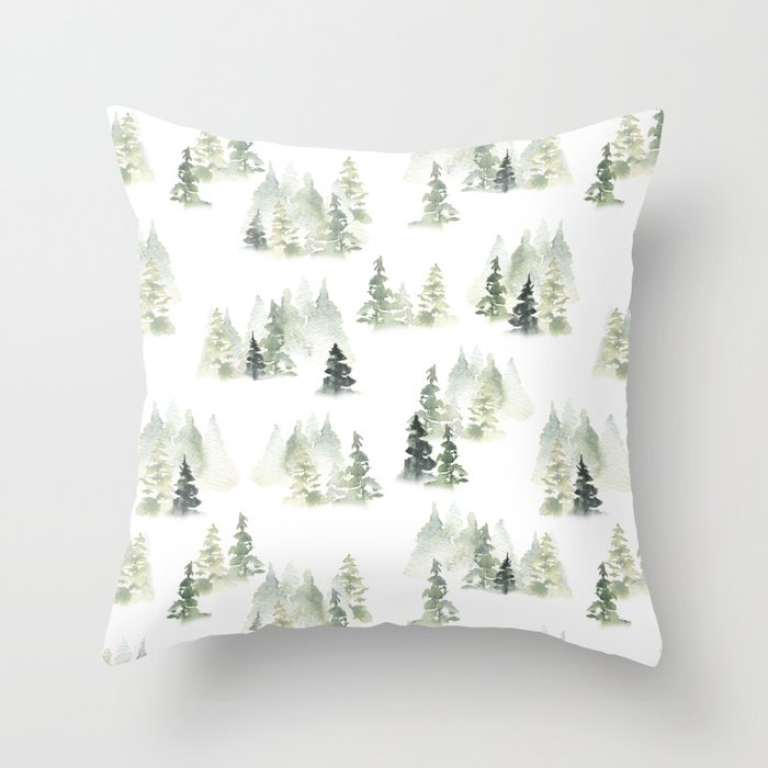 Misty Pines Pattern Throw Pillow