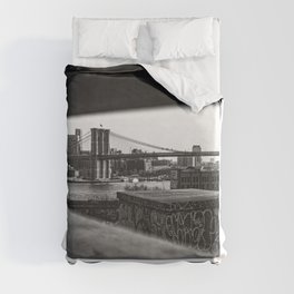 Brooklyn Bridge Black and White Minimalist Duvet Cover